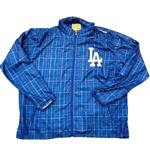 Mitchell & Ness LA Dodgers Blue Plaid Windbreaker Jacket Size 4XL MLB